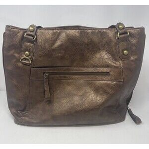 Bueno Large Brown Shoulder Tote Laptop Bag Purse Faux Leather Briefcase 13 x 18